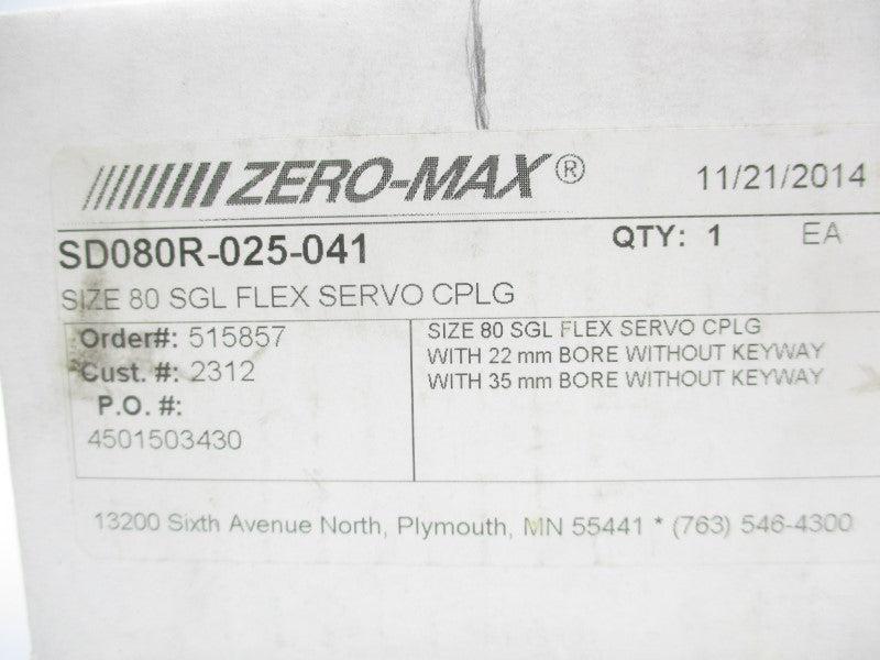 ZERO MAX SD080R-025-041 NSMP