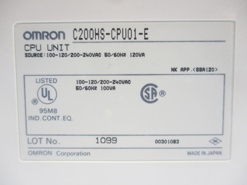 OMRON CS200HS-CPU01-E 100-240VAC NSMP