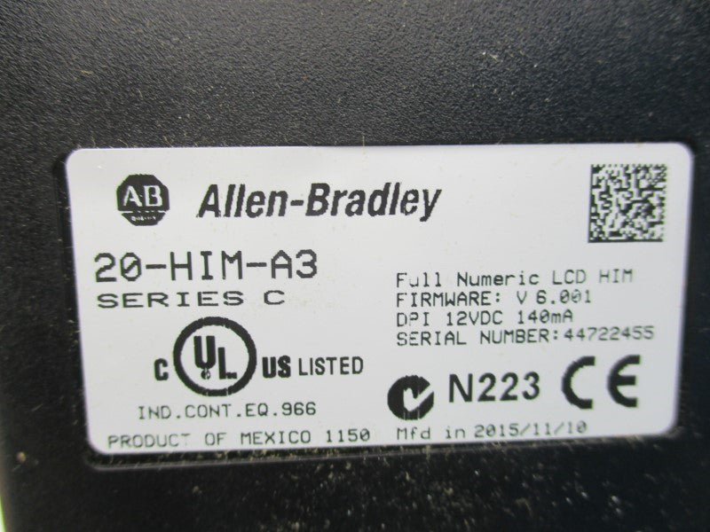 ALLEN BRADLEY 20-HIM-A3 SER. C F/W 6.001 12VDC NSMP