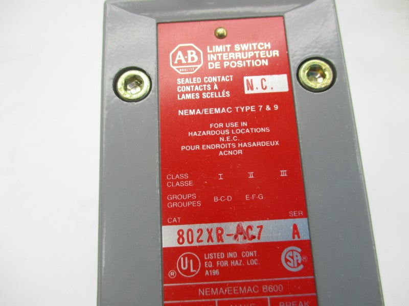 ALLEN BRADLEY 802XR-AC7 SER. A 120-600VAC 30A (WH) NSMP