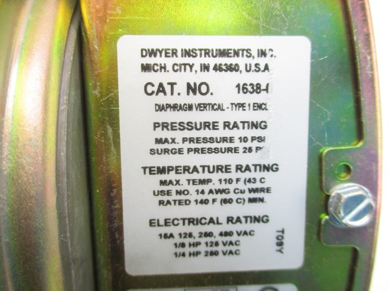 DWYER 1638-0 480VAC 15A 25PSI NSNP