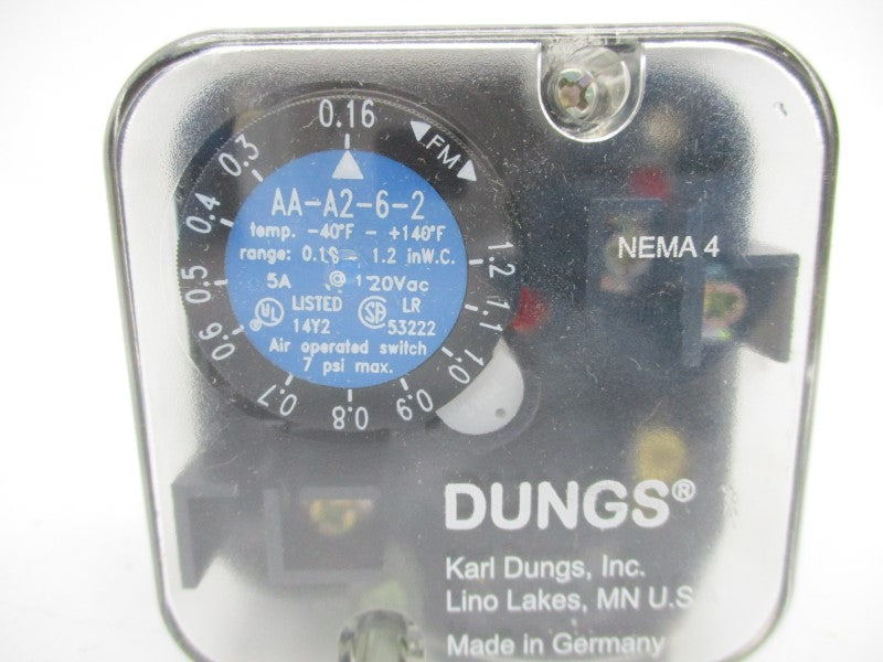 DUNGS AA-A2-6-2 46020-2 120VDC 5A 0.16-1.2"WC NSMP