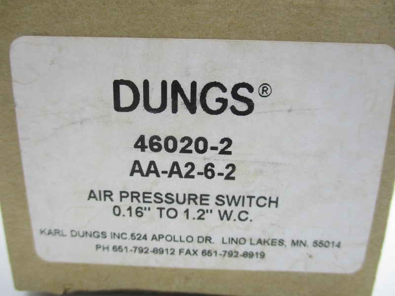 DUNGS AA-A2-6-2 46020-2 120VDC 5A 0.16-1.2"WC NSMP