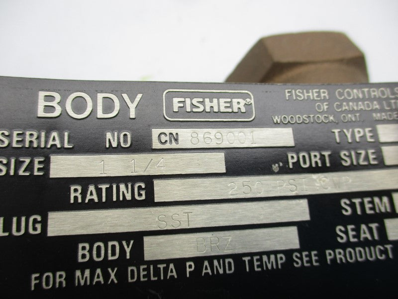 FISHER CONTROLS GS-SST 1-1/4" 250PSI NSNP
