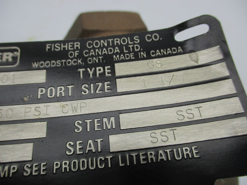 FISHER CONTROLS GS-SST 1-1/4" 250PSI NSNP