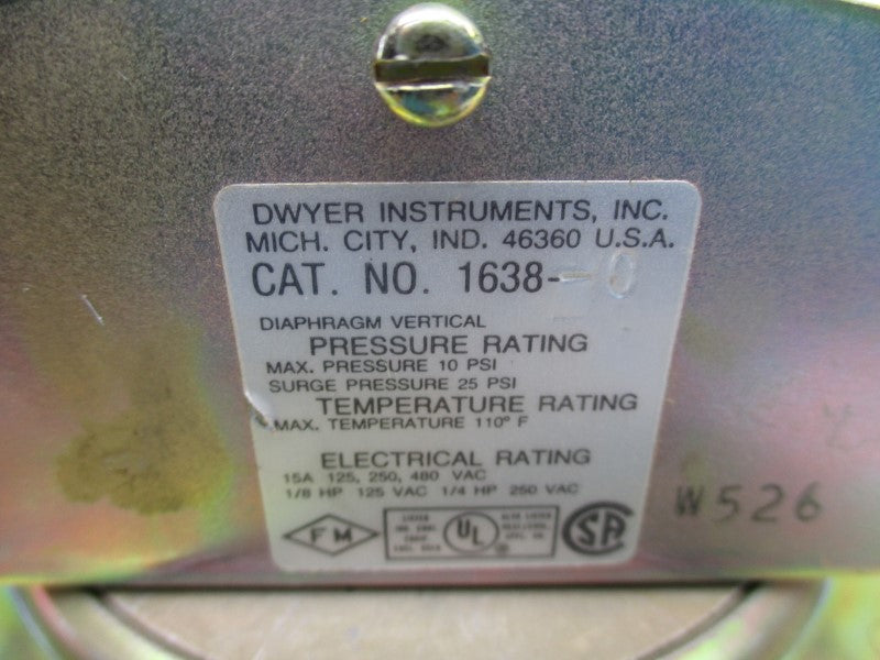 DWYER 1638-0 480VAC 15A 10PSI (AS PICTURED) NSNP