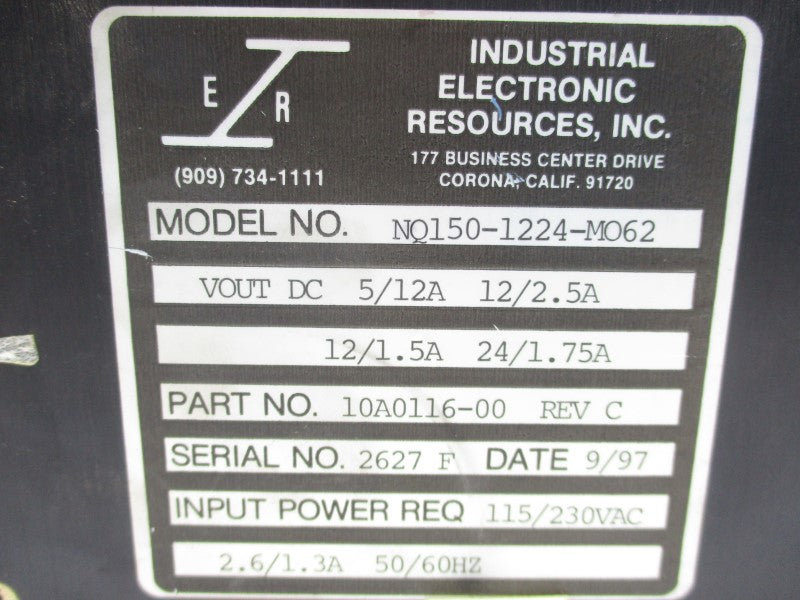 INDUSTRIAL ELECTRONIC NQ150-1224-MO62 115/230VAC 2.6/1.3A UNMP