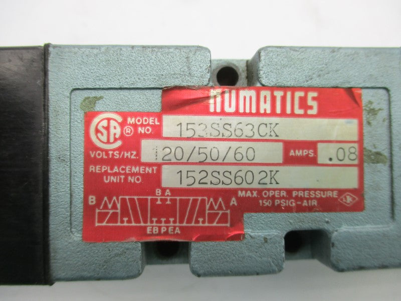 NUMATICS 152SS602K 120V .08A 150PSI UNMP