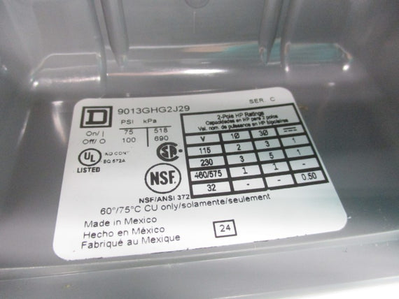 SQUARE D 9013GHG2J29 SER. C NSMP