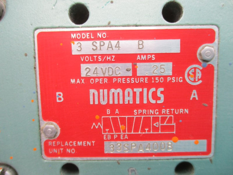 NUMATICS 33SPA400B 24VDC .25A 150PSI UNMP