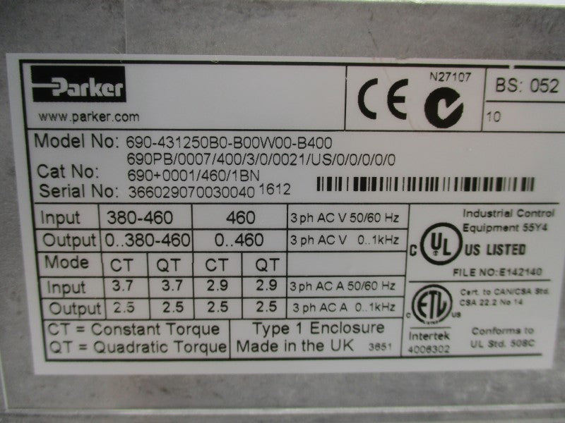 PARKER 690+0001/460/1BN 380-460VAC NSNP