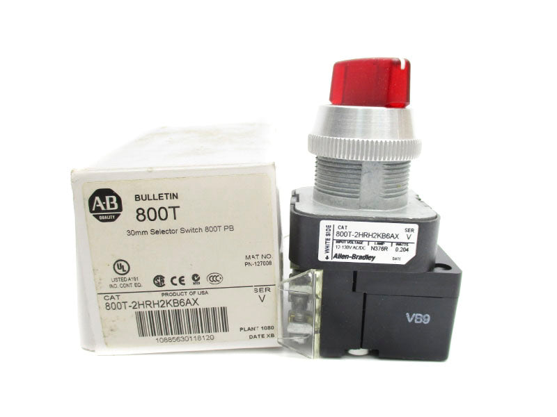 ALLEN BRADLEY 800T-2HRH2KB6AX SER. V 12-130VAC/DC (WH) NSMP