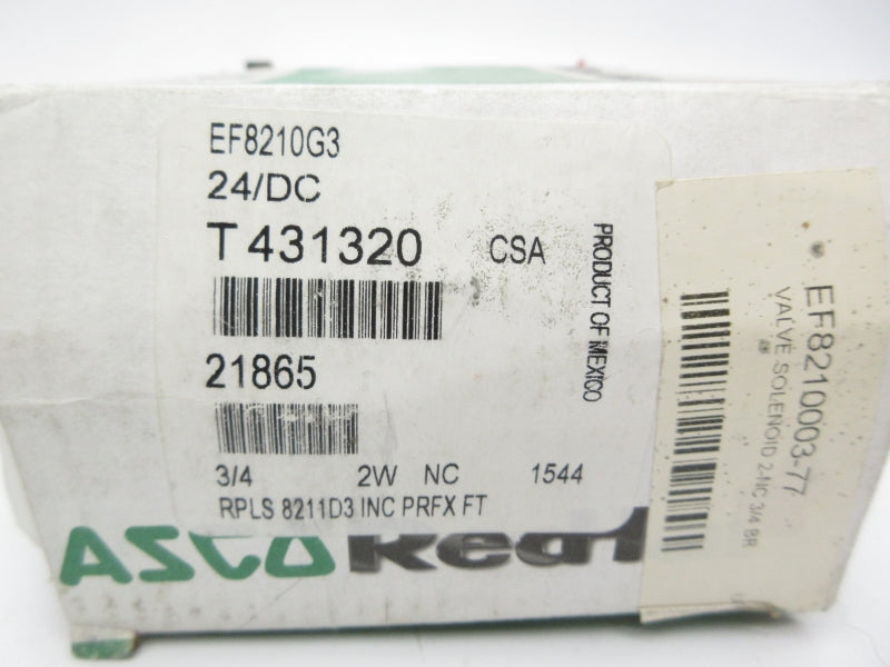 VALVE EF8210G3 24/DC 5-125PSI 3/4" NSMP