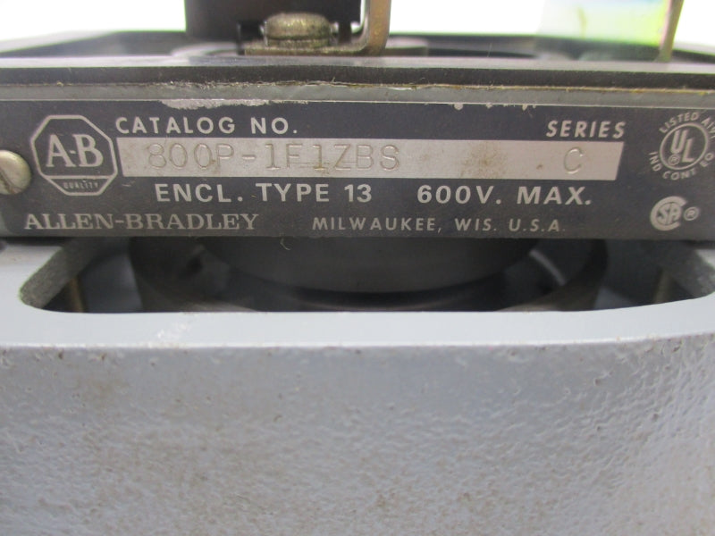 ALLEN BRADLEY 800P-1F1ZBS SER. C 600V UNMP