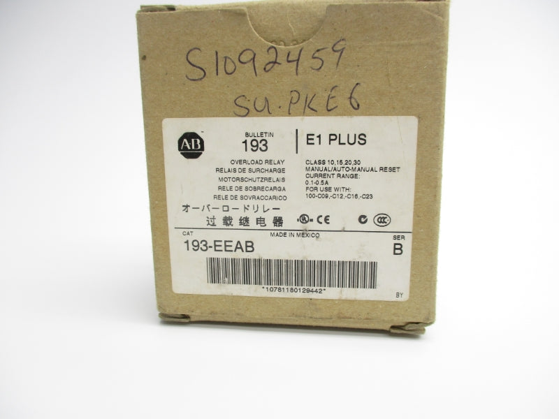ALLEN BRADLEY 193-EEAB SER. B 600V 0.1-0.5A (BR/WH) NSMP