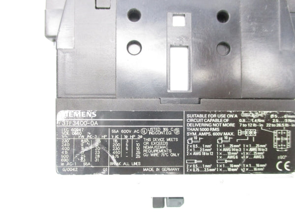 SIEMENS 3TF3400-0A 110/120V 55A NSNP