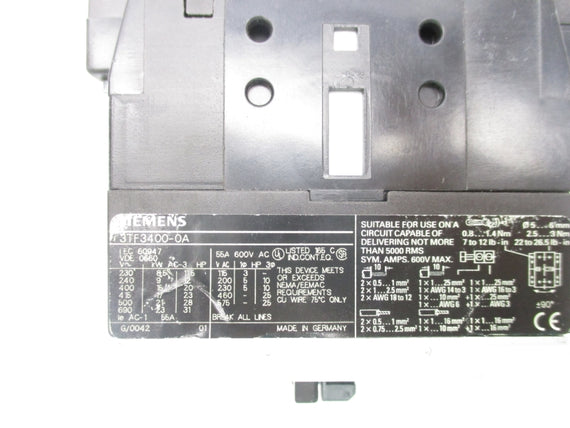 SIEMENS 3TF3400-0A 110/120V 55A NSNP