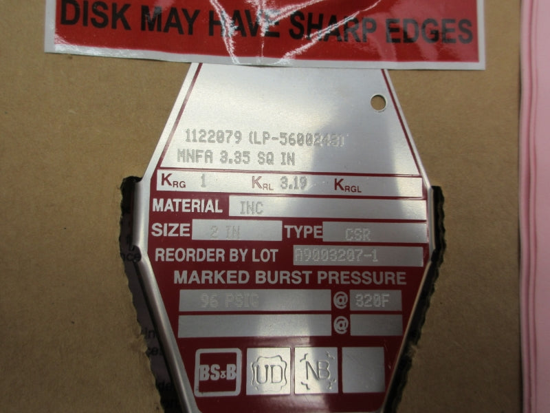 BS&B SAFETY SYSTEMS A9003207-1 96PSI 320'F 2" NSMP