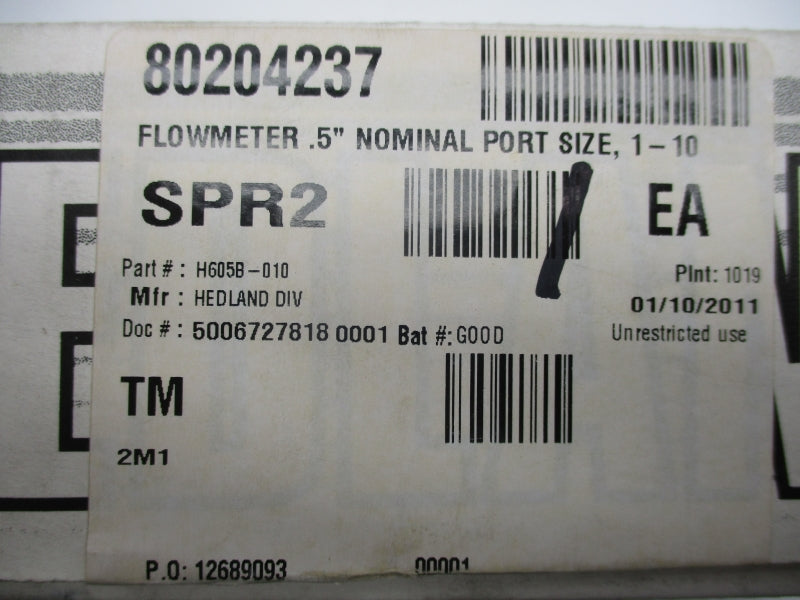 HEDLAND H605B-010 3500PSI .5" NSMP