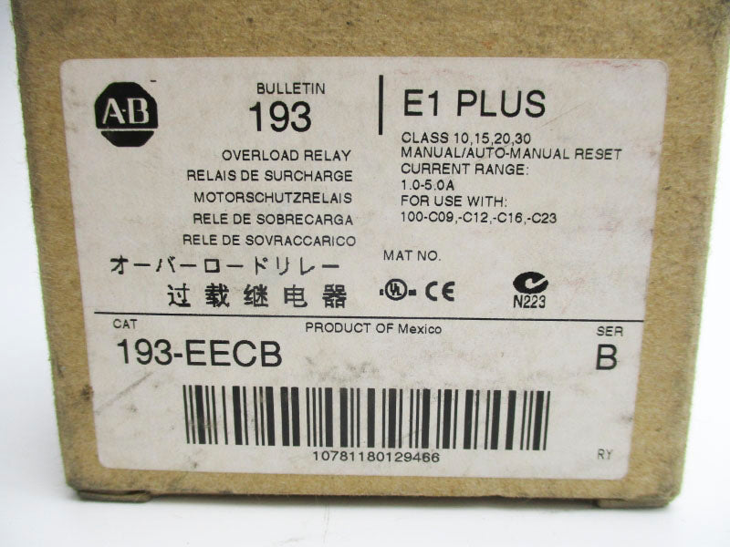 ALLEN BRADLEY 193-EECB SER. B 600V 1.0-5.0A (BR/WH) NSMP