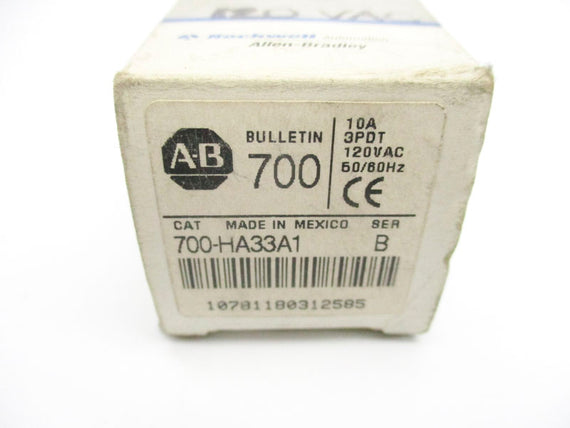 ALLEN BRADLEY 700-HA33A1 SER. B 120VAC 10A (GY/BL) NSMP