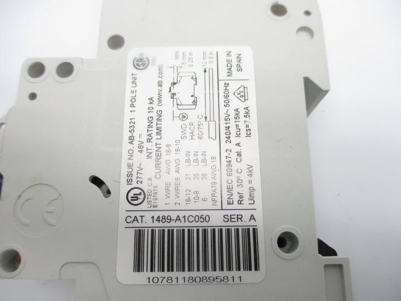 ALLEN BRADLEY 1489-A1C050 SER. A 277V 5A NSNP