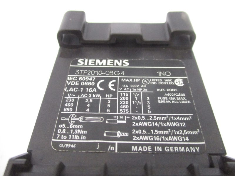 SIEMENS 3TF2010-0BG4 125VDC 16A NSNP