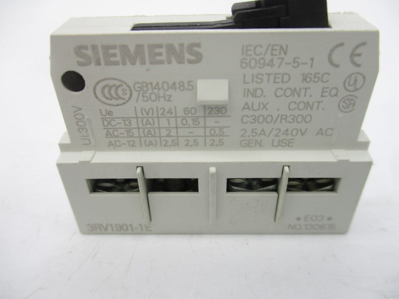 SIEMENS 3RV1901-1E 240VAC 2.5A NSNP