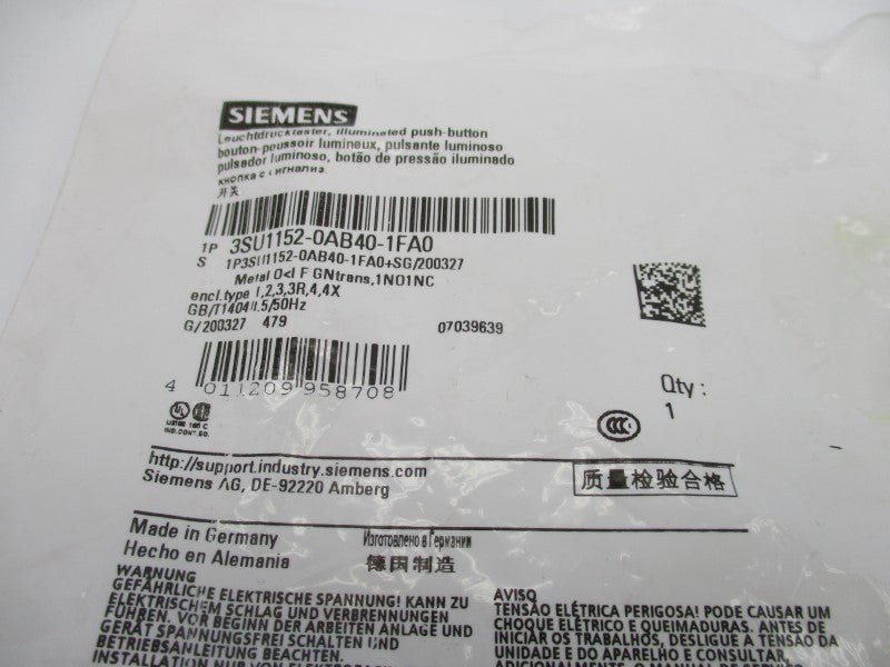 SIEMENS 3SU1152-0AB40-1FA0 24V (AS PICTURED) NSMP