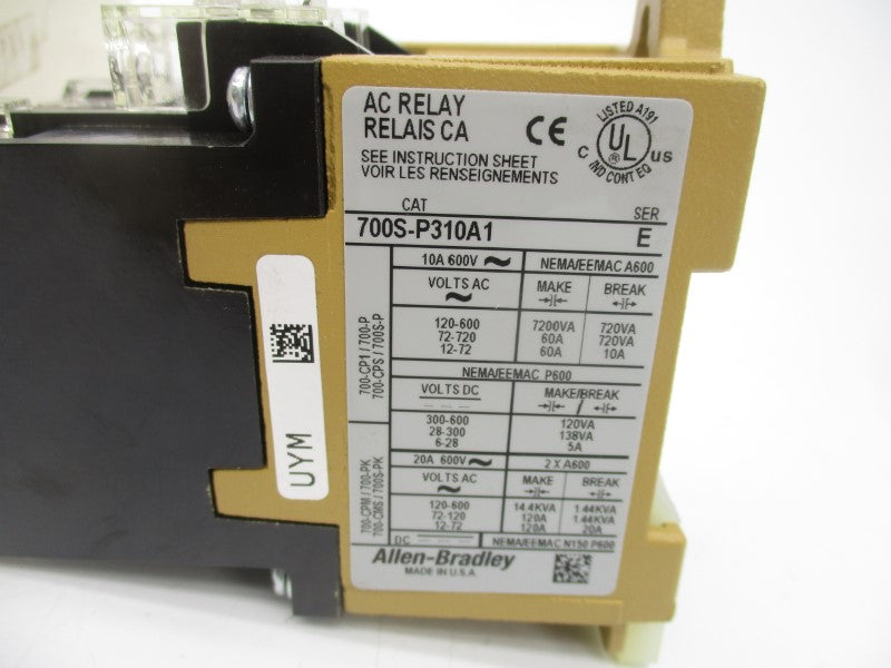 ALLEN BRADLEY 700S-P310A1 SER. E 110/115-120V (WH) NSMP