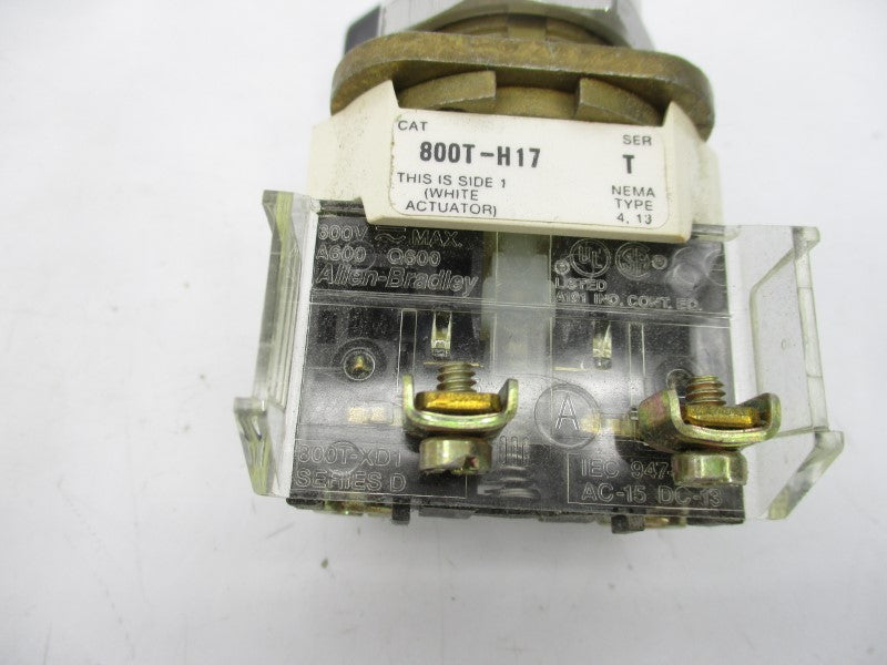 ALLEN BRADLEY 800T-H17D1 SER. T 600V (WH) NSMP