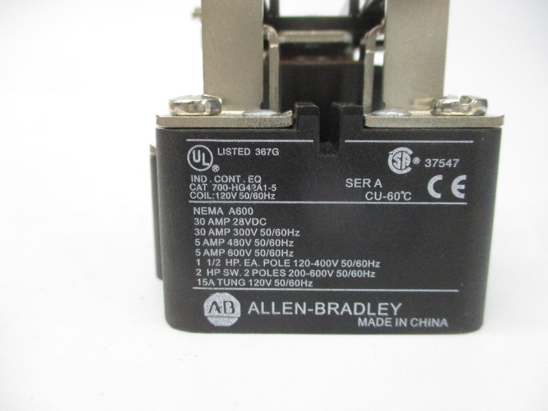 ALLEN BRADLEY 700-HG42A1-5 SER. A 120VAC 30A (BR/WH) NSMP