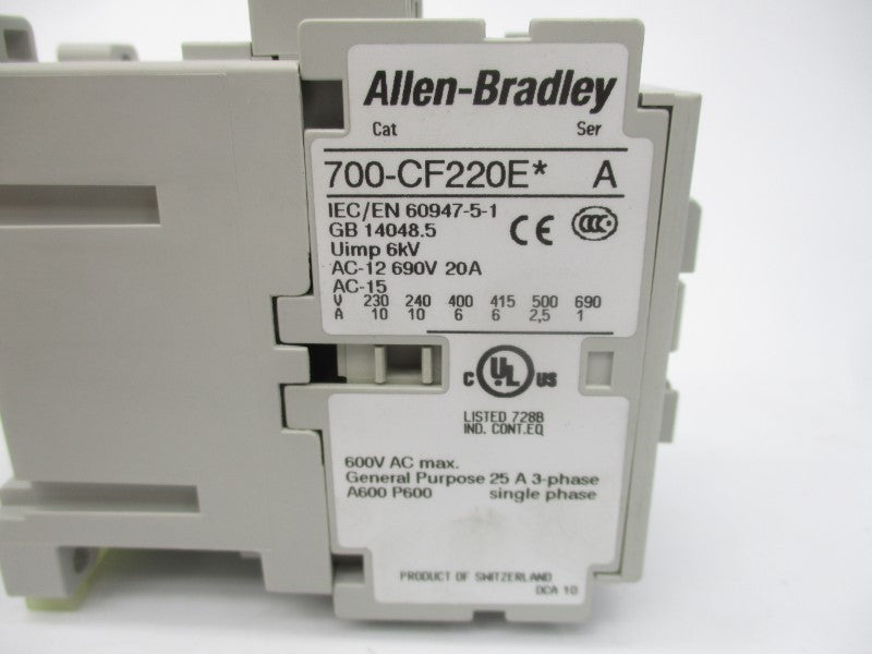 ALLEN BRADLEY 700-CF220EJ SER. A 24VDC 20A (BR/WH) NSMP