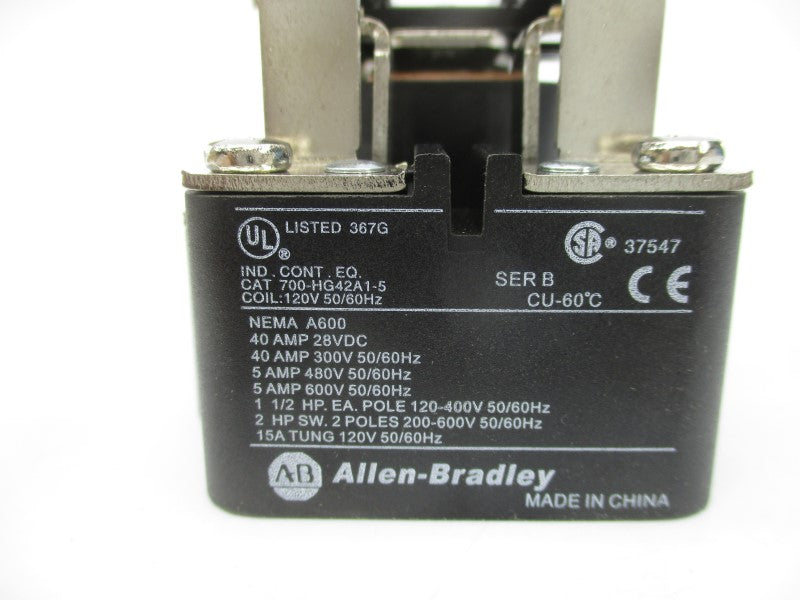 ALLEN BRADLEY 700-HG42A1-5 SER. B 120V 40A (BR/WH) NSMP