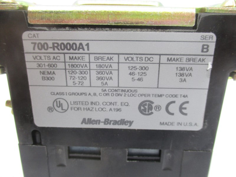 ALLEN BRADLEY 700-R000A1 SER. B 110/115-120V (GY/BL) NSMP