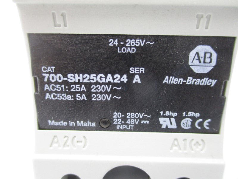 ALLEN BRADLEY 700-SH25GA24 SER. A 20-280V 25A (WH) NSMP
