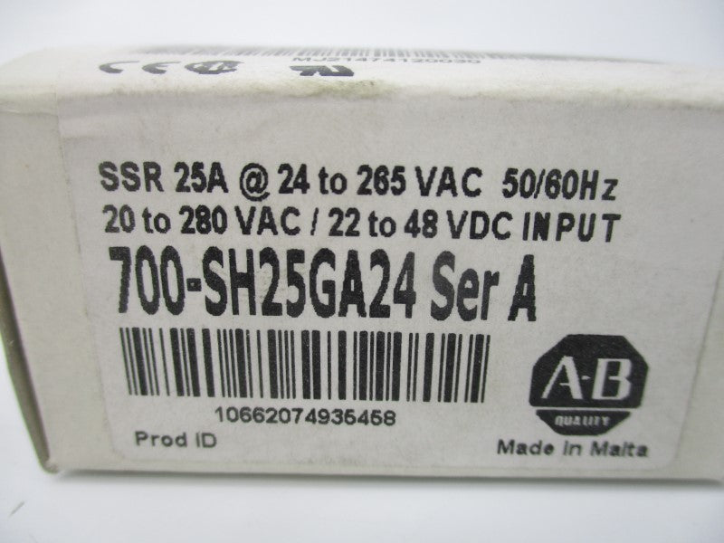 ALLEN BRADLEY 700-SH25GA24 SER. A 20-280V 25A (WH) NSMP