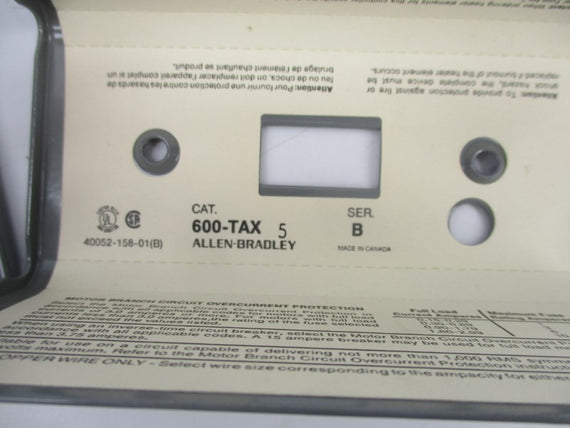 ALLEN BRADLEY 600-TAX5 SER. B 277V (BK/YL) NSMP