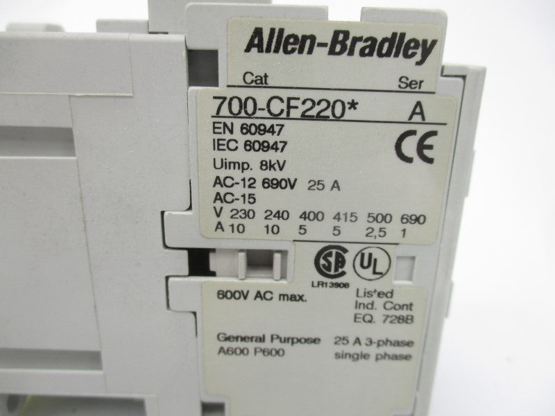 ALLEN BRADLEY 700-CF220D SER. A 110/120V (AS PICTURED) (BR/WH) NSMP