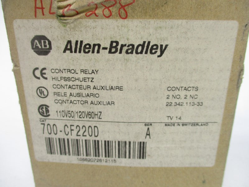 ALLEN BRADLEY 700-CF220D SER. A 110/120V (AS PICTURED) (BR/WH) NSMP