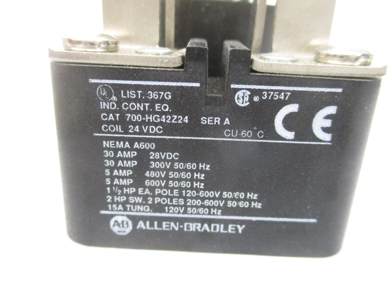 ALLEN BRADLEY 700-HG42Z24 SER. A 24VDC 30A (WH) NSMP