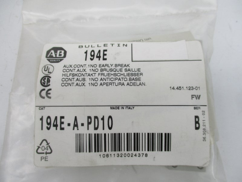 ALLEN BRADLEY 194E-A-PD10 SER. B 600VAC 10A NSMP