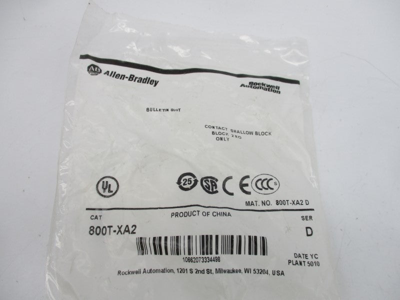 ALLEN BRADLEY 800T-XA2 SER. D 600V (AS PICTURED) NSMP