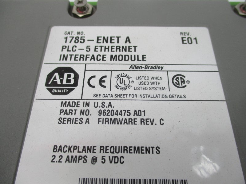 ALLEN BRADLEY 1785-ENET SER. A F/W C 5VDC 2.2A REV. E01 UNMP