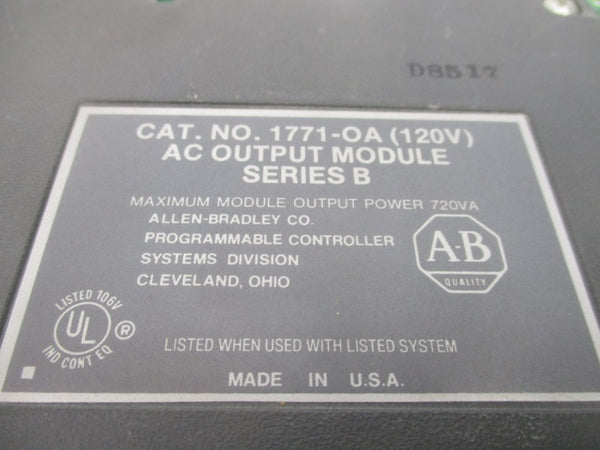 ALLEN BRADLEY 1771-OA SER. B 120V (NO TERMINAL) (AS PICTURED) UNMP