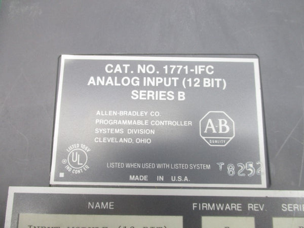 ALLEN BRADLEY 1771-IFC SER. B F/W B (NO TERMINAL) UNMP