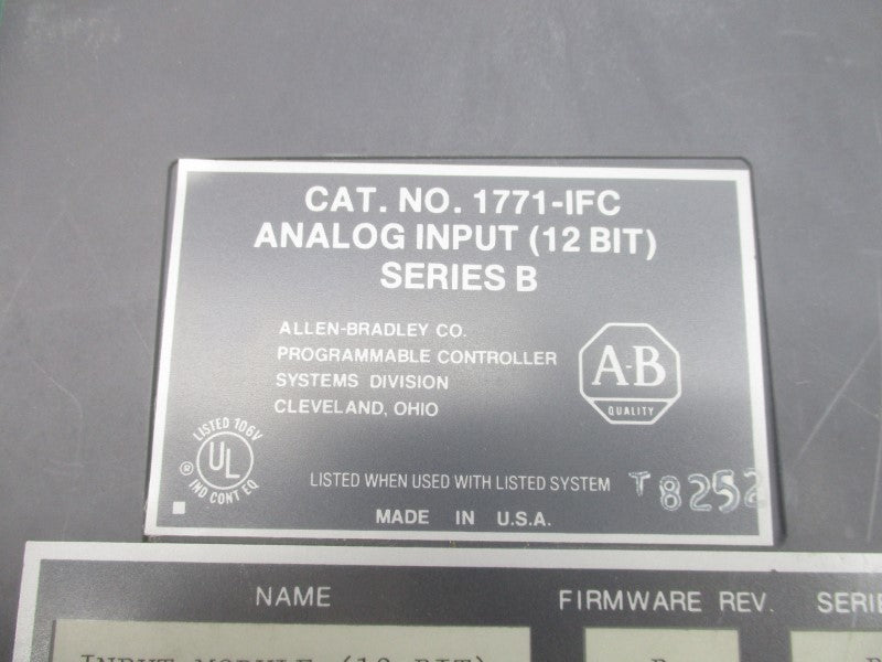 ALLEN BRADLEY 1771-IFC SER. B F/W B (NO TERMINAL) UNMP