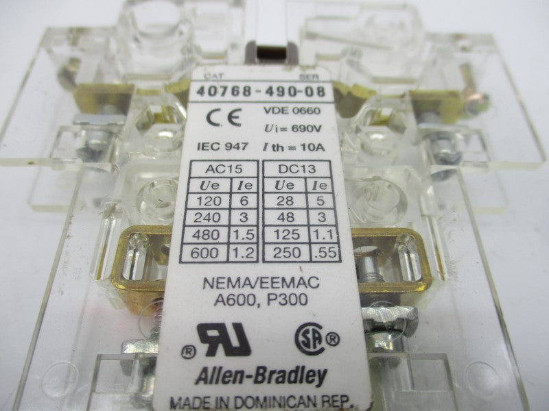 ALLEN BRADLEY 40768-490-08 600VAC 1.2A NSNP