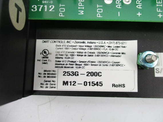 DART CONTROLS 253G-200C 6Z385 120/240VAC 10.8A NSMP