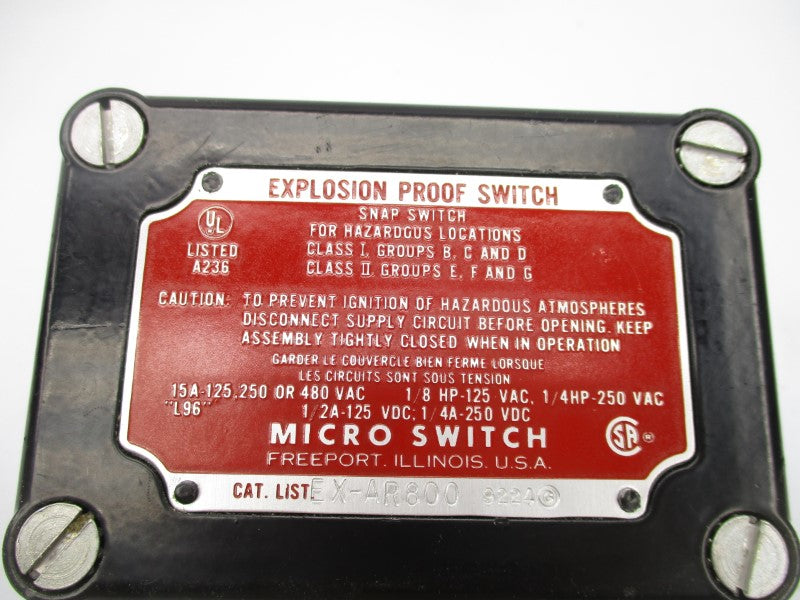 MICRO SWITCH EX-AR800 480VAC 15A NSNP